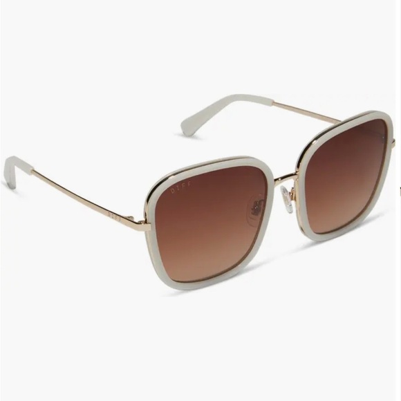 Diff Genevive 57mm cream bone frame brown Gradient lens Square Sunglasses new - Picture 4 of 12
